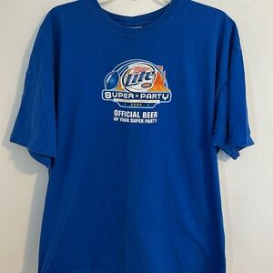 Miller Lite 2008 Super Bowl Party Jersey Shirt Graphics on Front and Back SZ XL